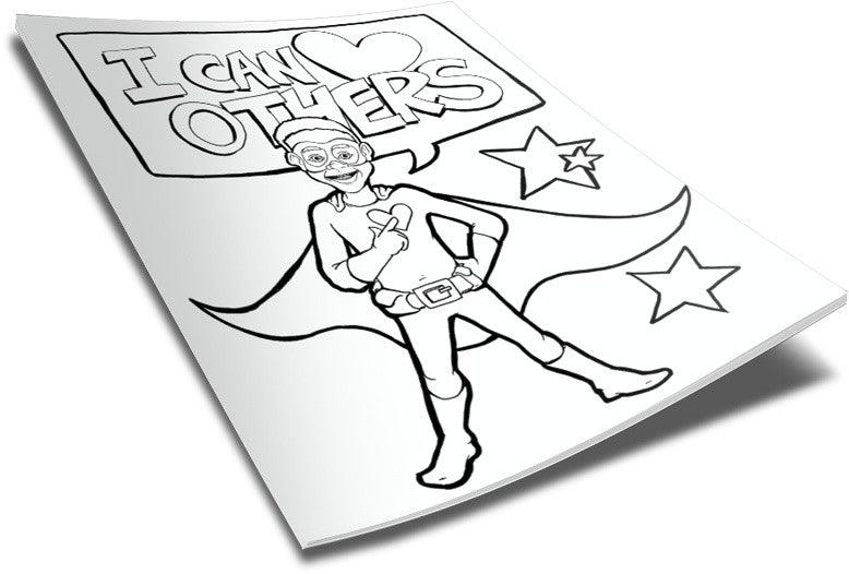 Superhero boy coloring page