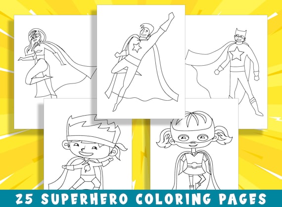 Unleash your childs inner hero with superhero coloring pages perfect for preschool and kindergarten pdf file instant download