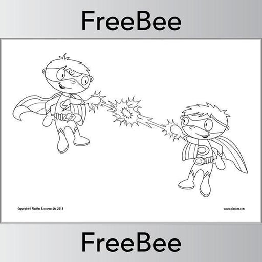 Free downloadable superhero colouring pages by