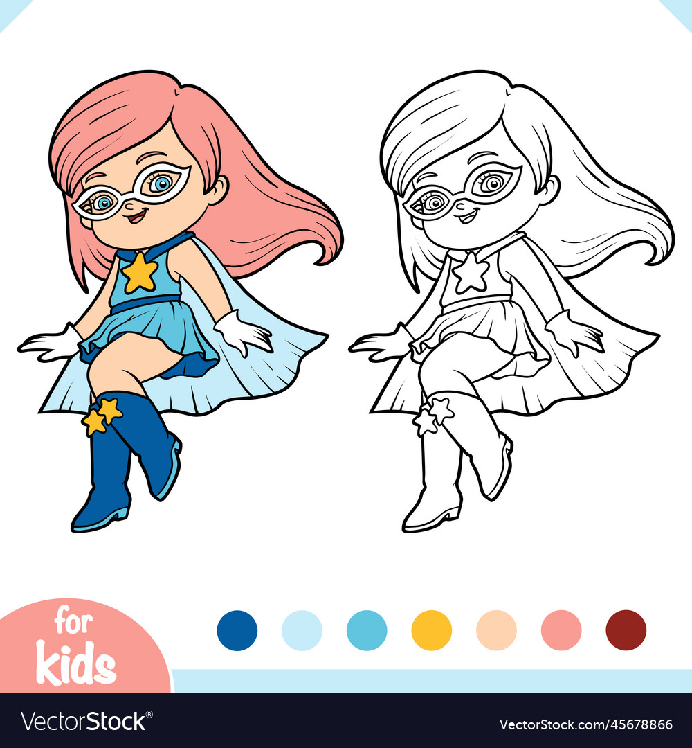 Coloring book super hero girl royalty free vector image