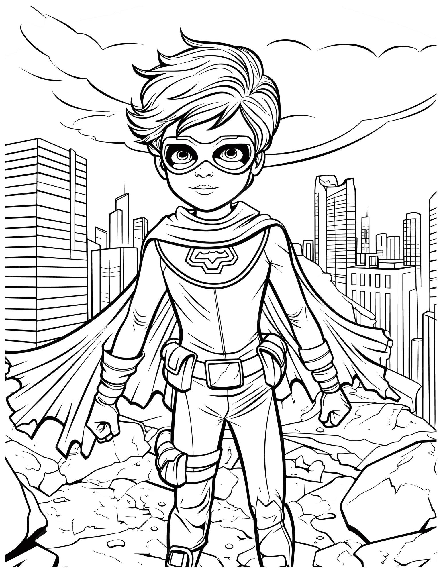 Premium vector coloring pages for kids superhero coloring pages