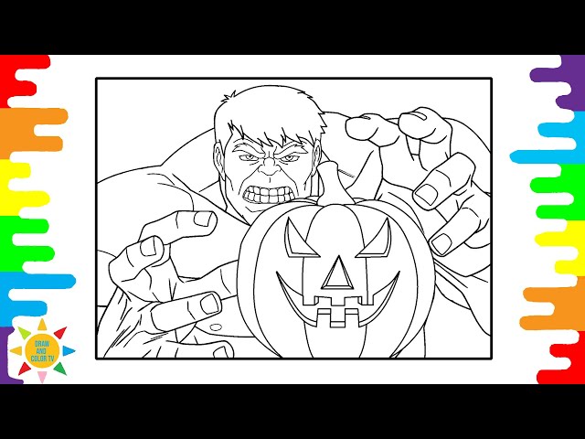 Hulk halloween coloring pagehulk holds pumpkinelektronomia