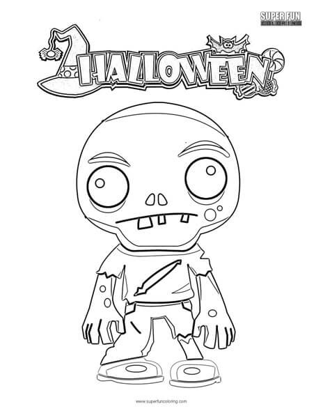 Halloween zombie coloring page