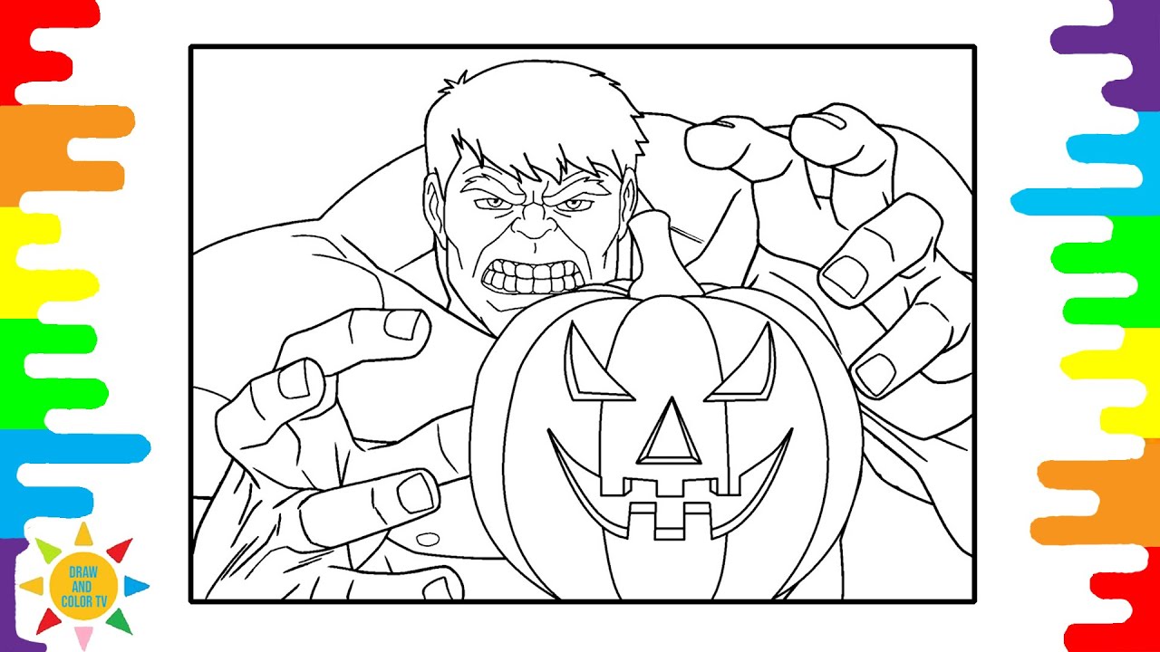 Hulk halloween coloring pagehulk holds pumpkinelektronomia