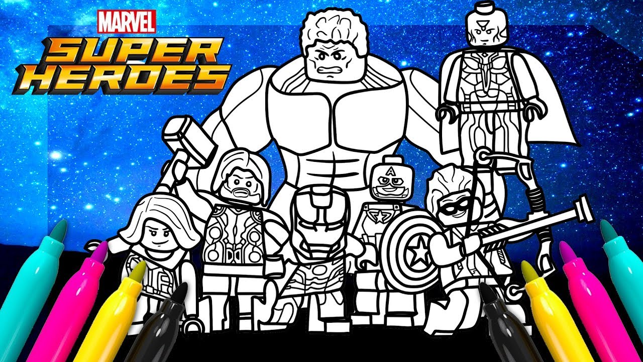 Superheroes avengers coloring book lego coloring for kids