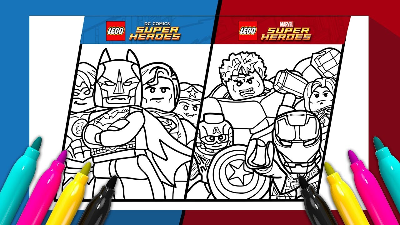 Lego super heroes coloring page arvel vs dc coics