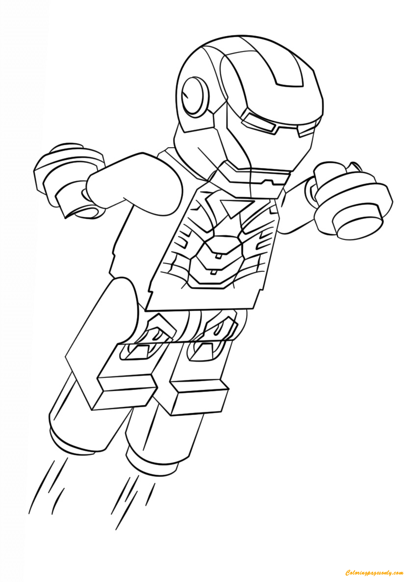 Lego super heroes iron man coloring page