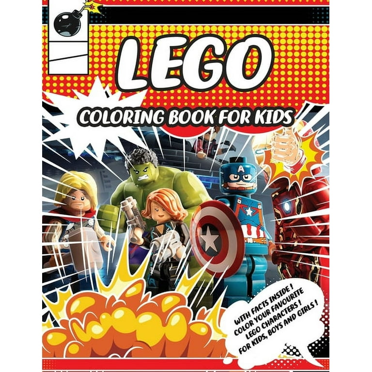 Lego coloring book for kids with facts inside color your favourite lego characters for kids boys and girls paperback