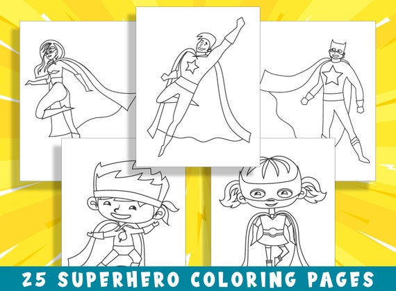 Unleash your childs inner hero with superhero coloring pages perfect for preschool and kindergarten pdf file instant download