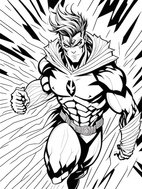 Premium vector whimsical superhero fun printable coloring page for kids