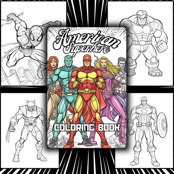 American superhero coloring pages instant download kids adult coloring pages hero coloring pages super hero printable coloring page