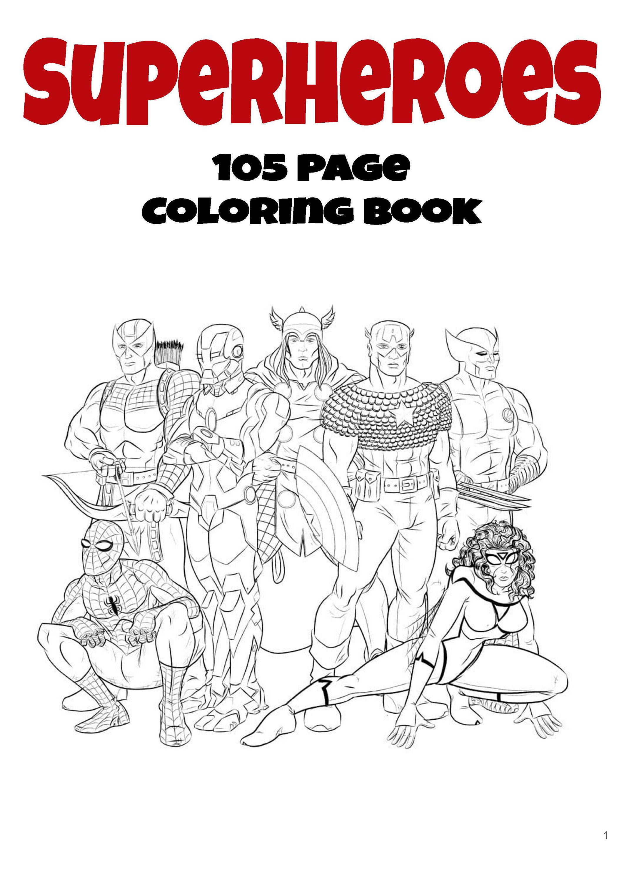 Superhero coloring book pages