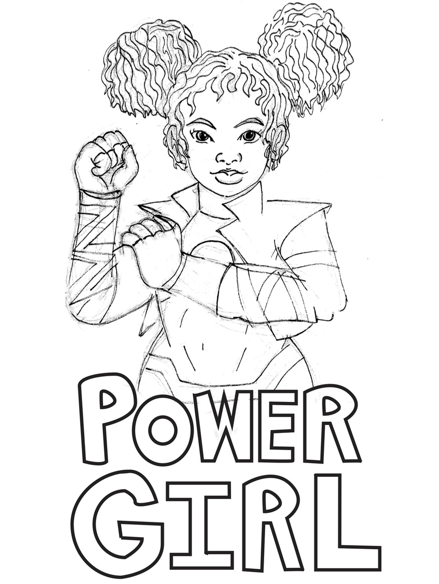 Empowering female superheroes coloring pages