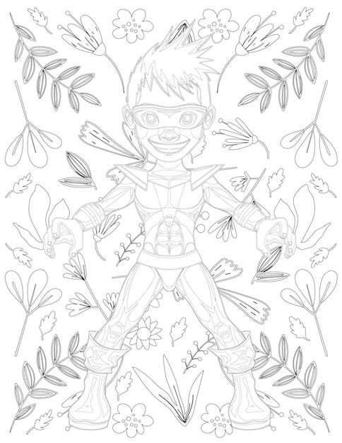 Premium vector superheroes coloring page