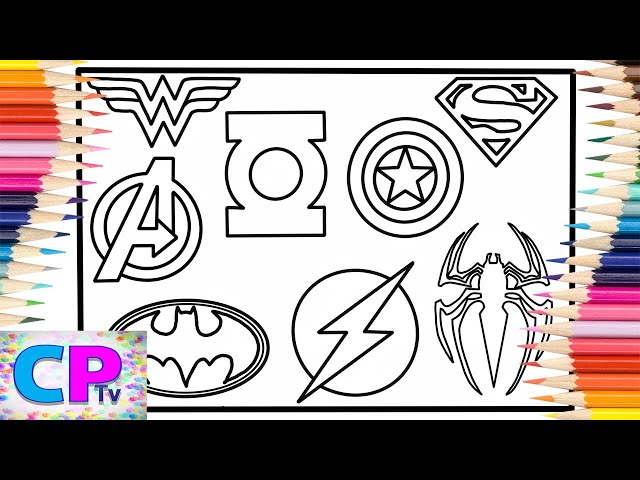 Superheroes logo coloring pagesavengerssuperangreen lanternbatanflashspideran coloring