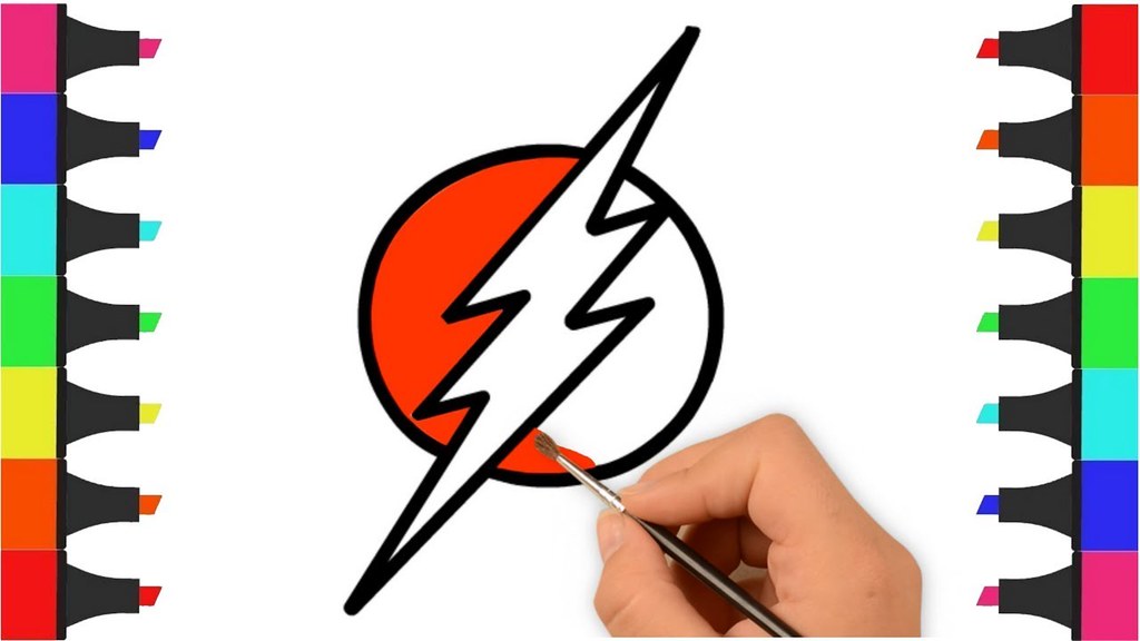 Flash logo coloring pages for kids â how to draw flash logâ