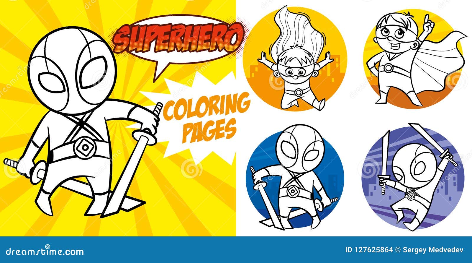 Superhero coloring book ic character vector illustration stock vector