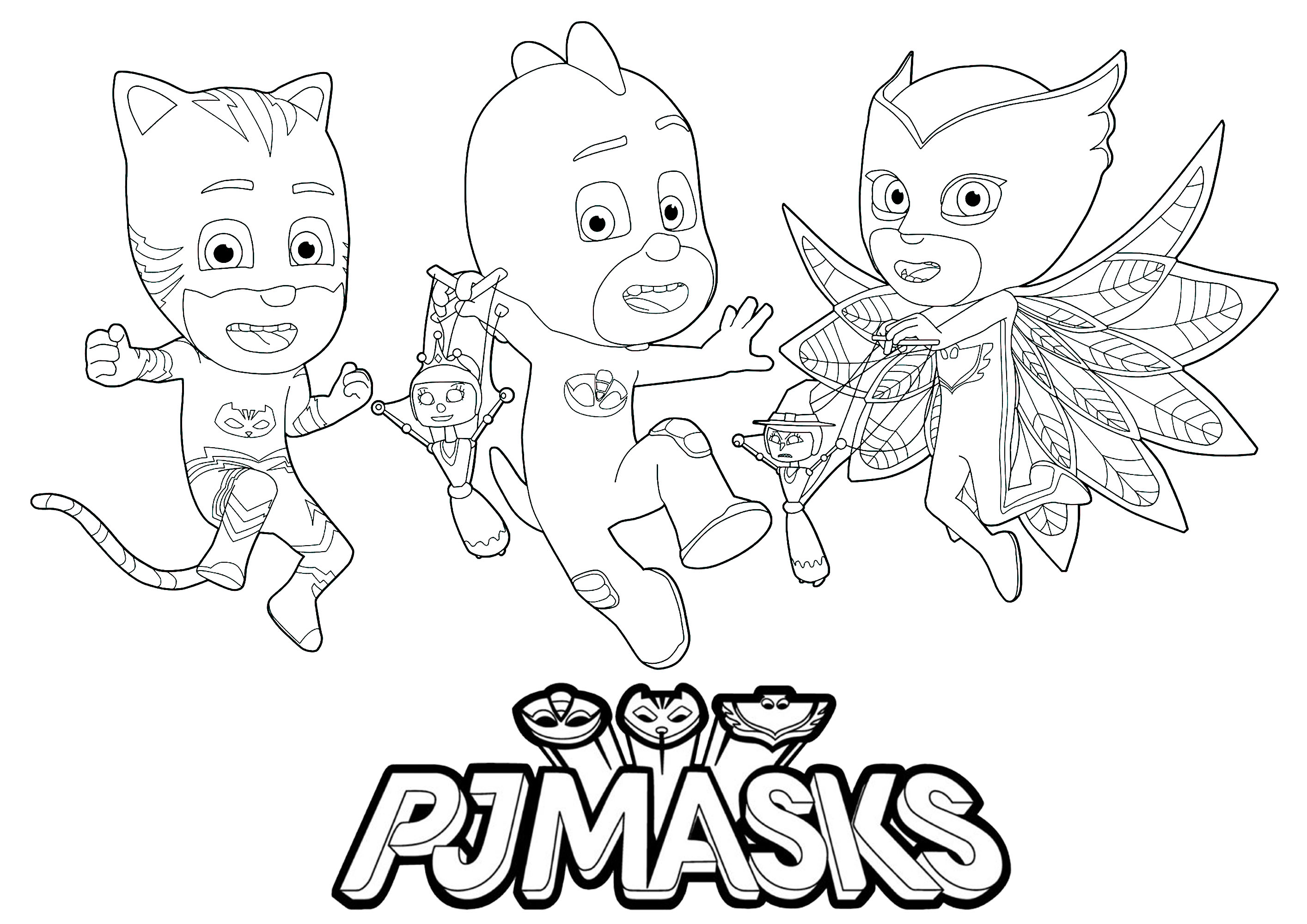 Pj masks logo and characters