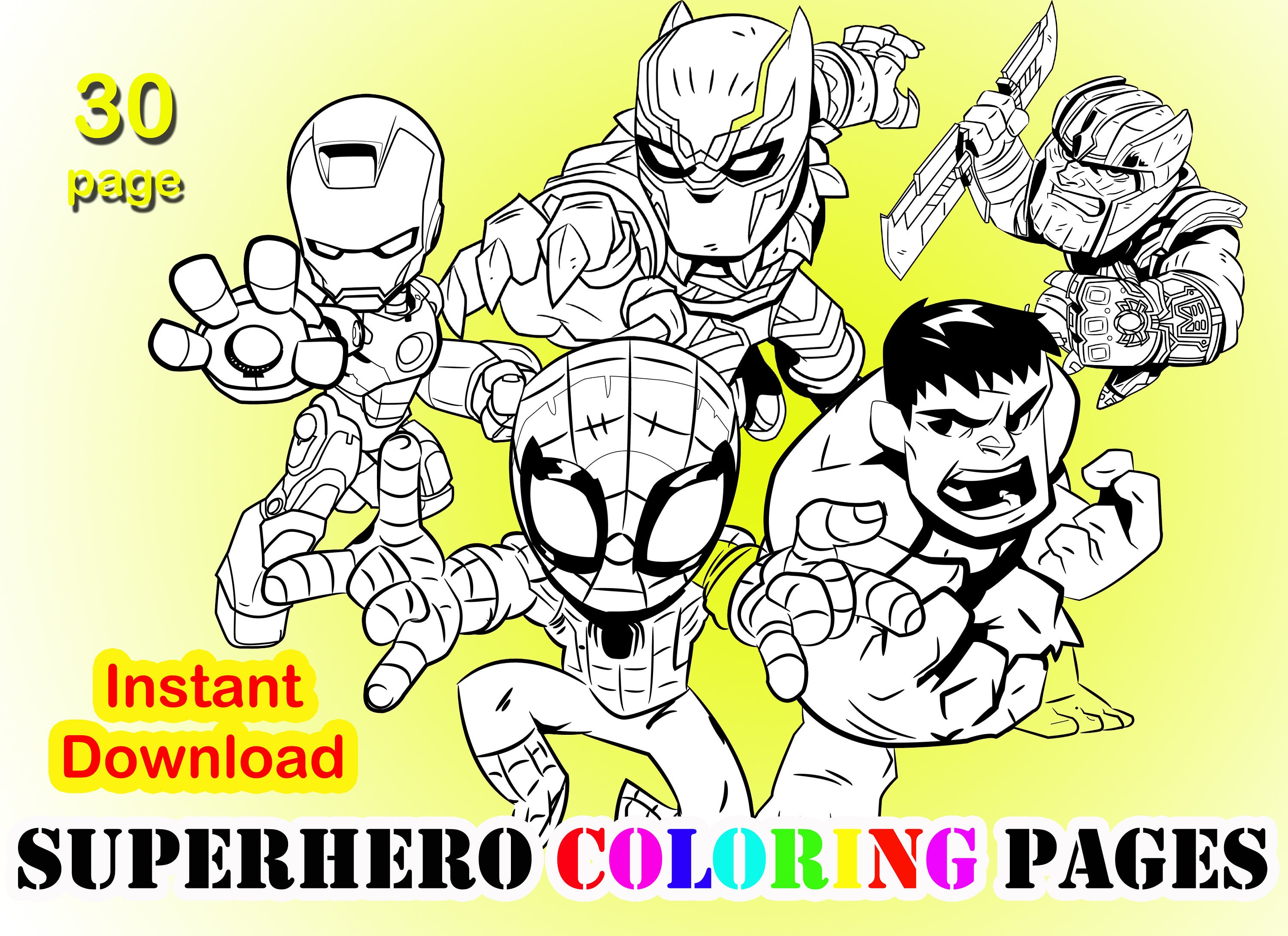 Superhero coloring pages pdf coloring pageskids super hero coloring bookparty and birthday activitiesbest gift for boys and girls