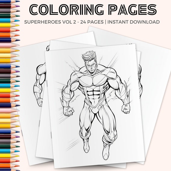 Superheroes coloring pages printable pdf sheets instant download cute coloring sheets hero colouring pages printable