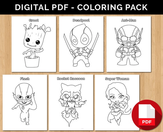 Superhero coloring pages kids super hero coloring book cute printable superhero art digital coloring book party and birthday activities download now