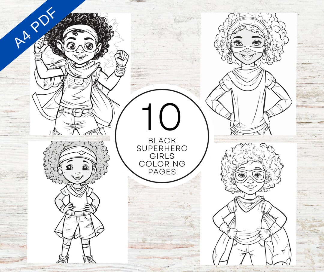 Black girl superhero coloring pages for kids a printable pdf cute diverse and inclusive coloring sheets