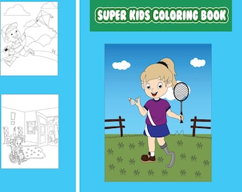 Super kids coloring book instant download