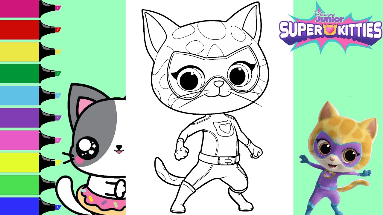 Coloring disney jr superkitties sparks and buddy coloring book pages sprinkled donuts jr