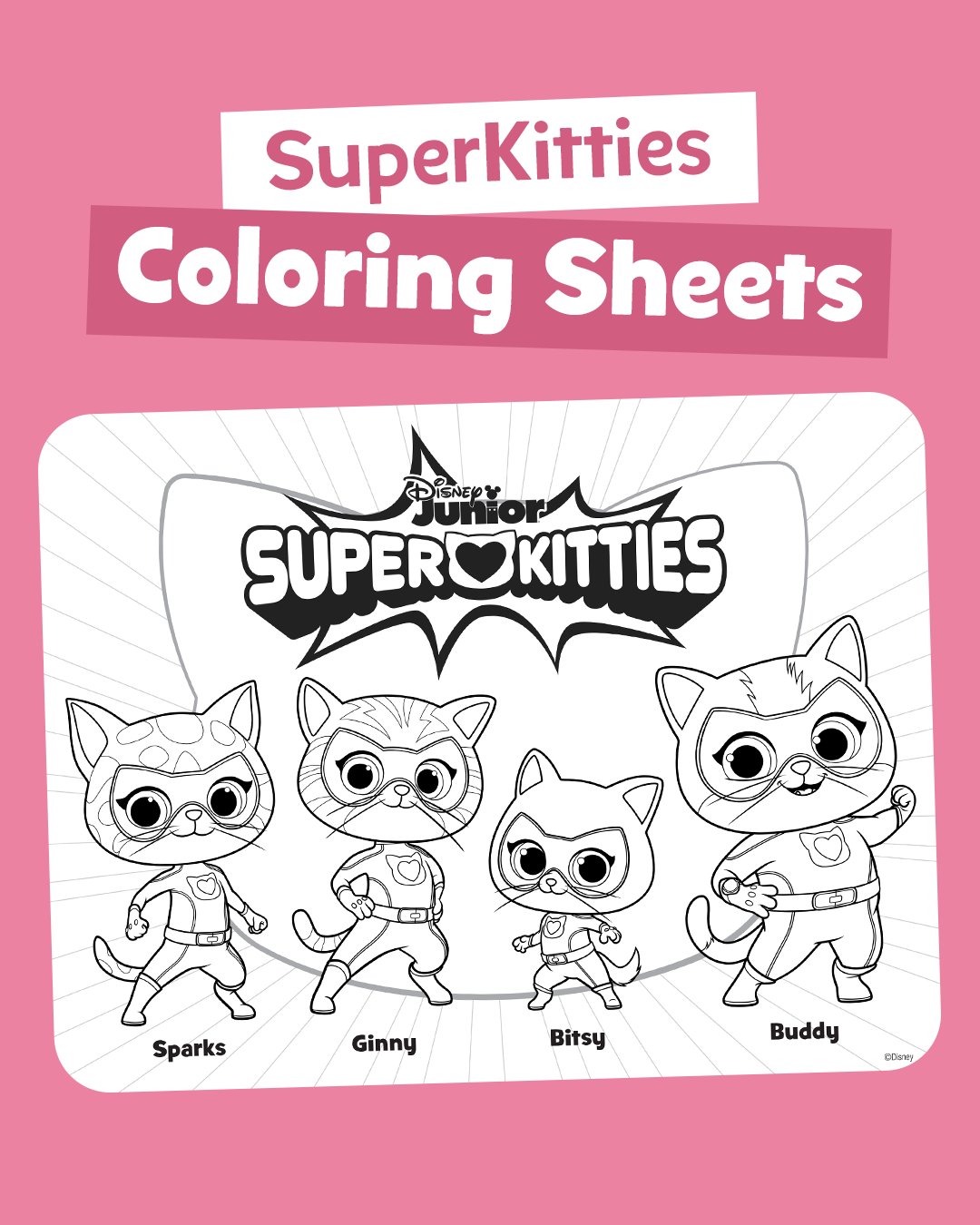 Disney junior on x looking for a fun activity this superkitties coloring sheet is purr