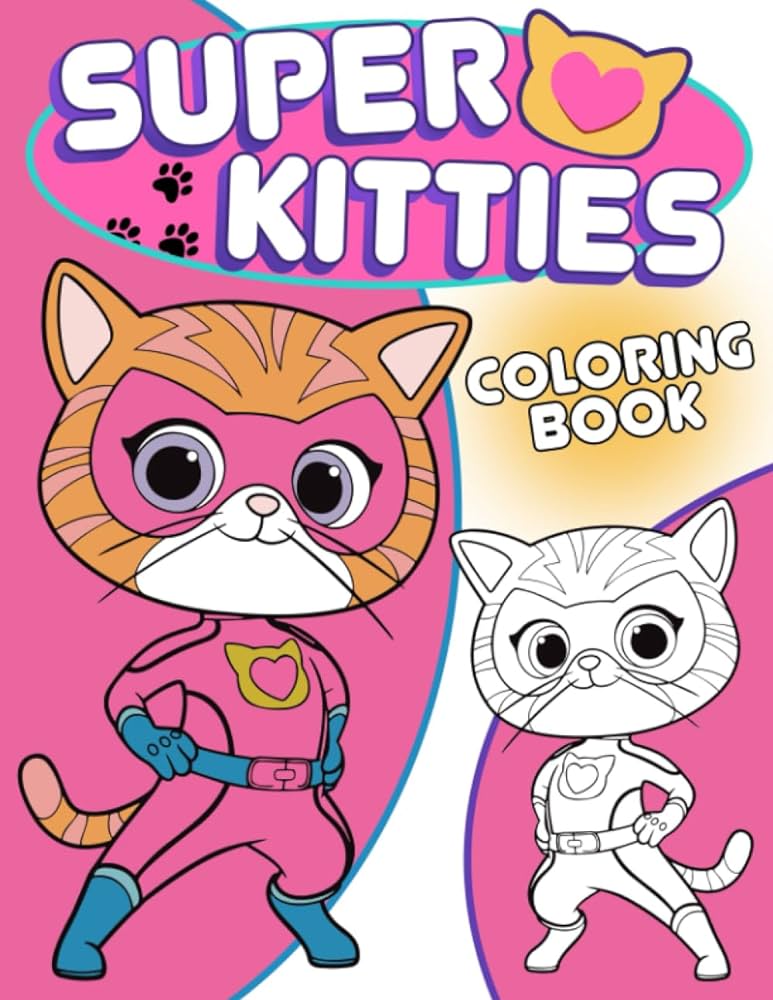 Power kitties coloring book cute and funny ts for super fan kids boys girls ages