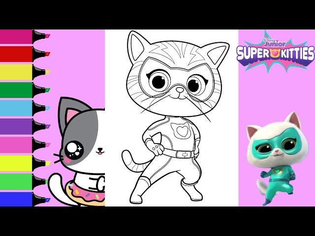 Coloring disney jr superkitties ginny and bitsy coloring book pages sprinkled donuts jr