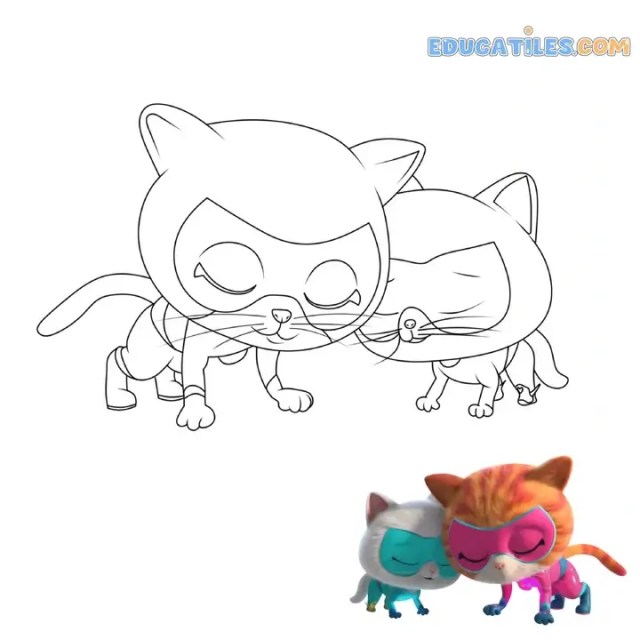 Superkitties para colorear