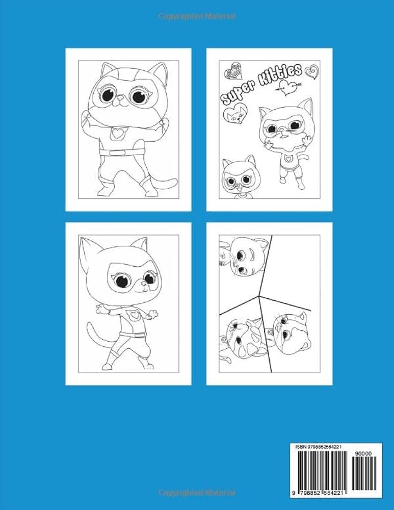 Super kitties loring book cute and funny cat for super fan kids boys girls ages