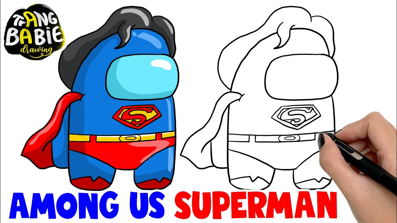 How to draw among us superman step