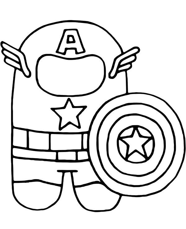 Captain america among us coloring page