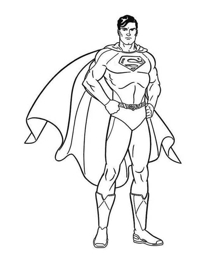 Superman standing coloring page