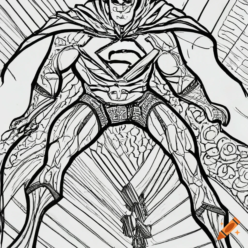 A super hero coloring book page style on