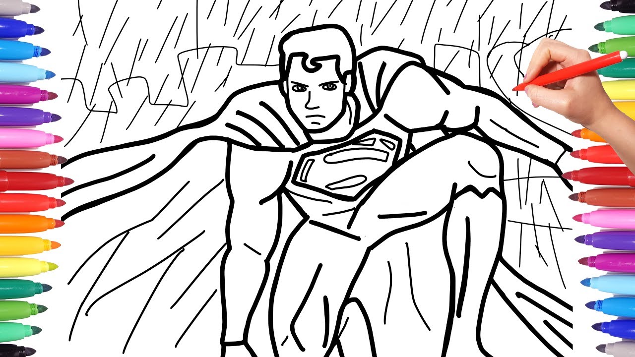 Superan coloring pages for kids how to draw epic superan in the rain superheroe drawing