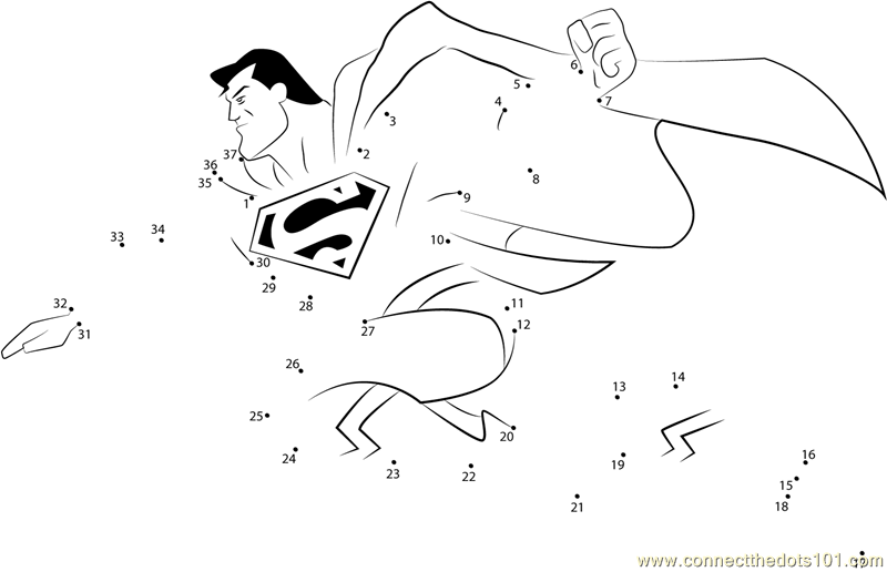 Young superman dot to dot printable worksheet