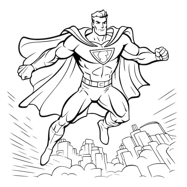 Premium vector super hero coloring pages drawing for kids