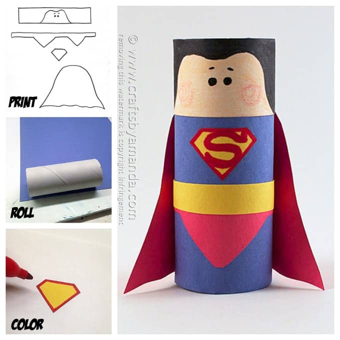 Cardboard tube superman craft