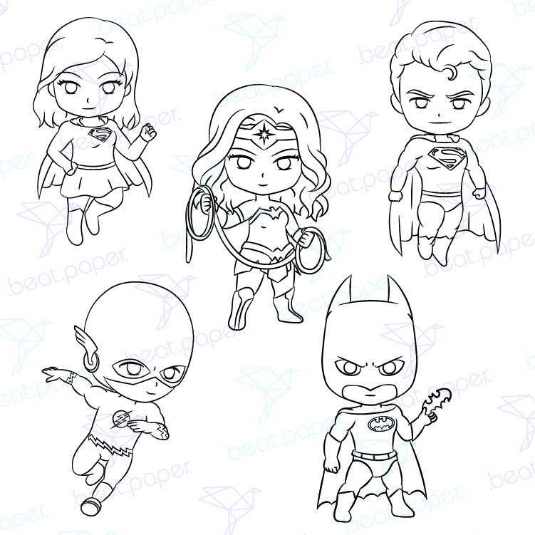 Batman superman mujer maravilla sellos digitales para colorear beatpaper