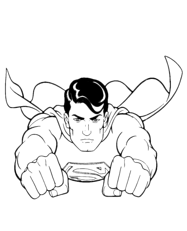 Flying superman coloring picture for kids