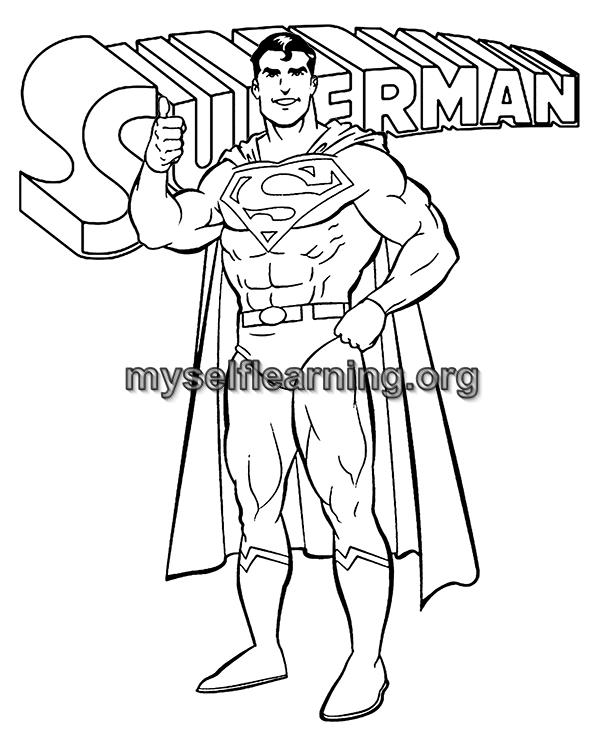 Super man cartoons coloring sheet instant download