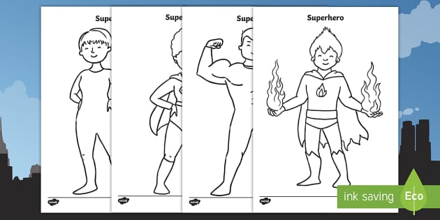 Superhero template worksheet