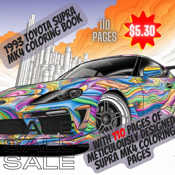 Toyota supra mk with pages of meticulously designed supra mk coloring pages instant download