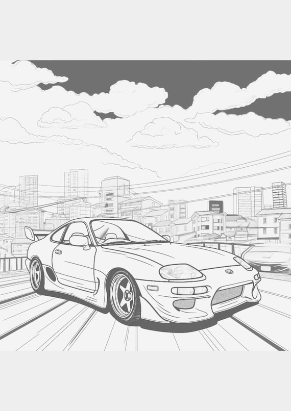 Toyota supra mk with pages of meticulously designed supra mk coloring pages instant download