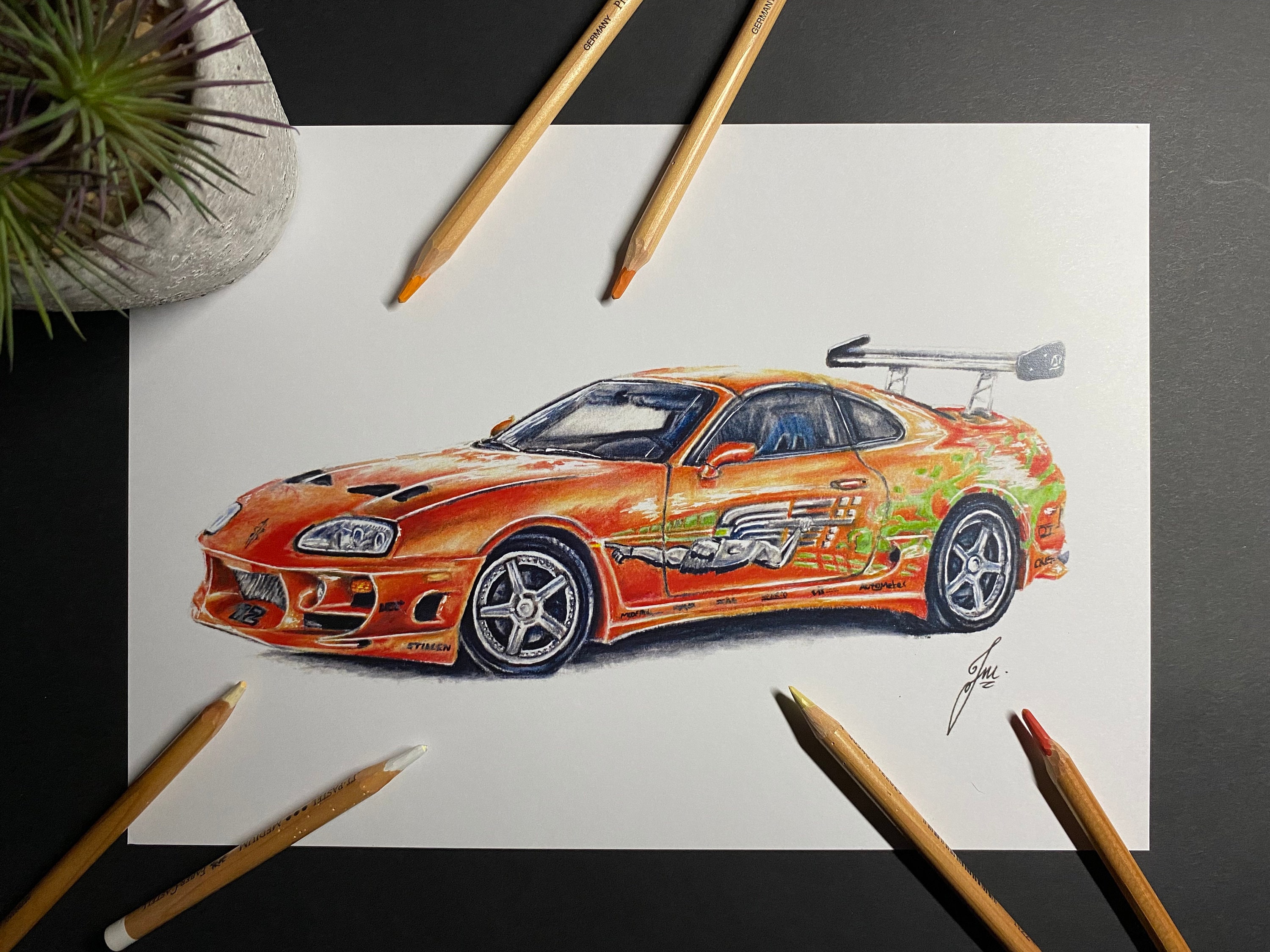 Print of my supra mk drawing from the fast and furious films