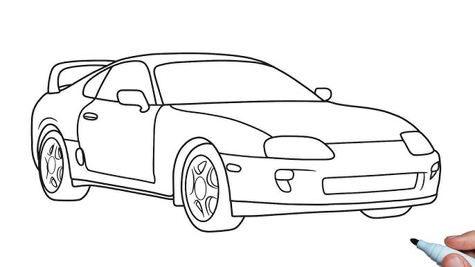 How to draw a toyota supra a easy step by step toyota car drawing