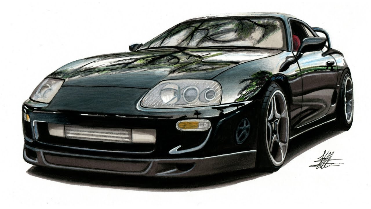 Realistic car drawing